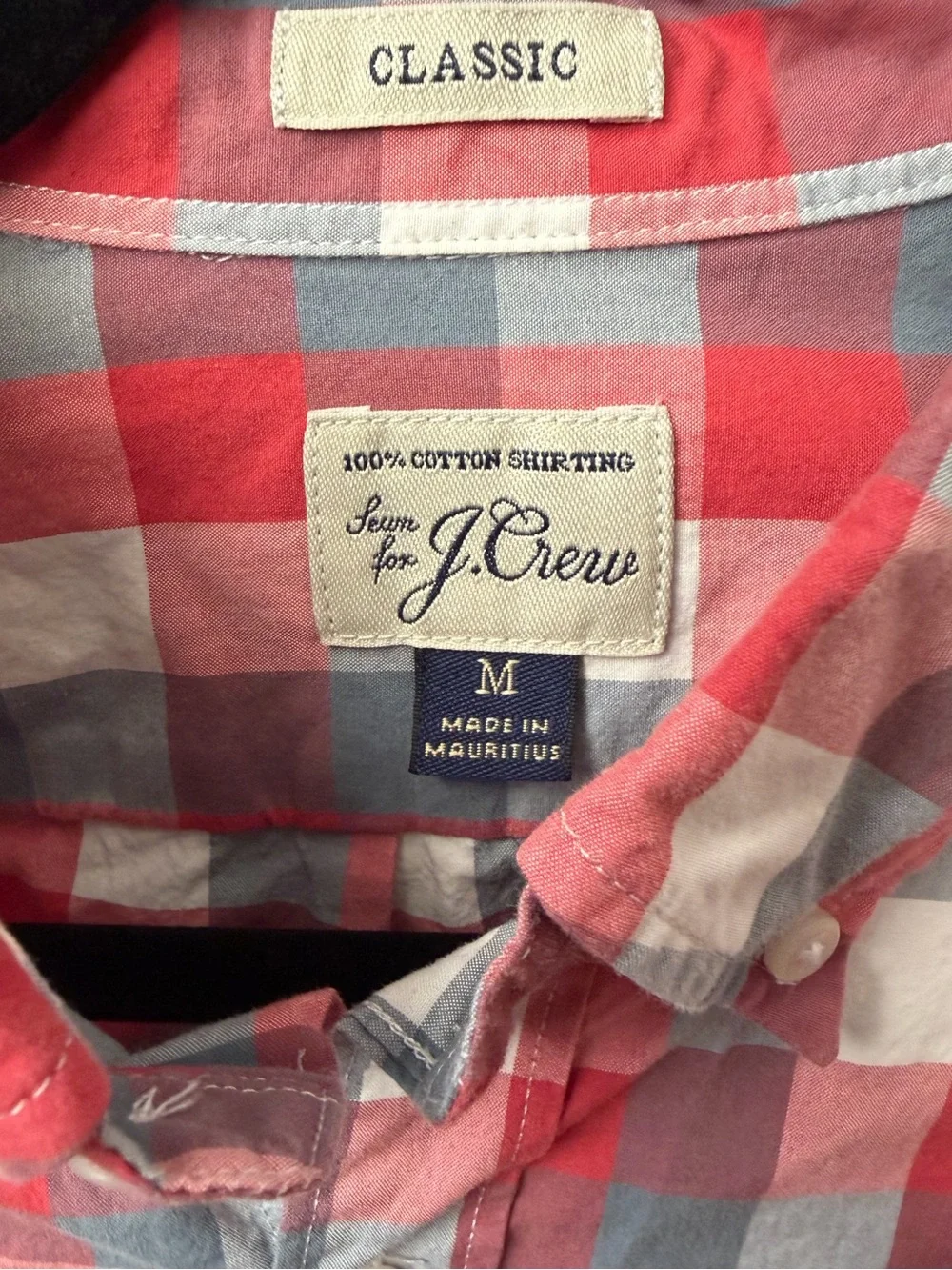 J.Crew Slim Secret Wash Plaid Button Down Shirt Men’s Medium Red Blue Cotton